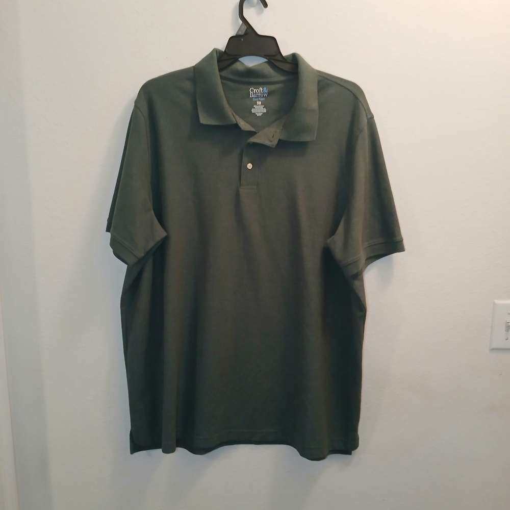 EUC Croft & Barrow Polo Shirt Men's Size 3XB Olive Green Big & Tall Golf Shirt